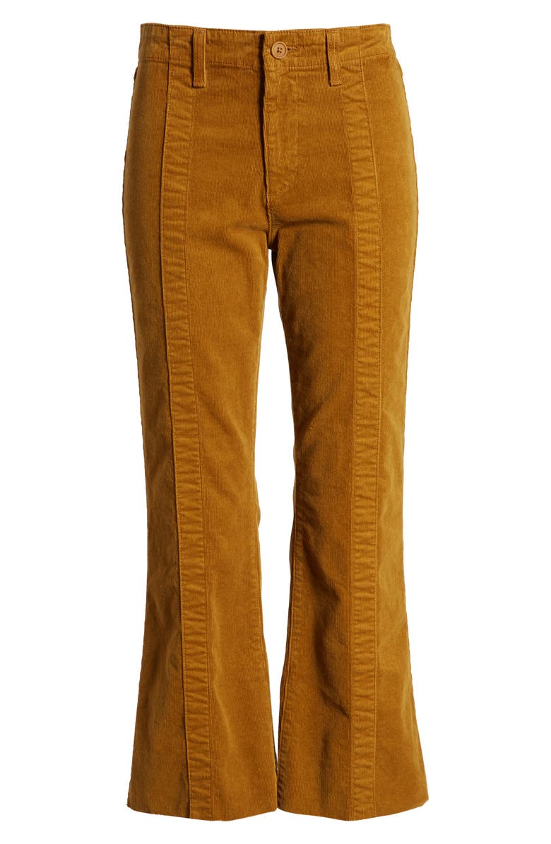 AG Quinne Paneled Corduroy Crop Flare Pants, Alternate, color, Mustard Gold