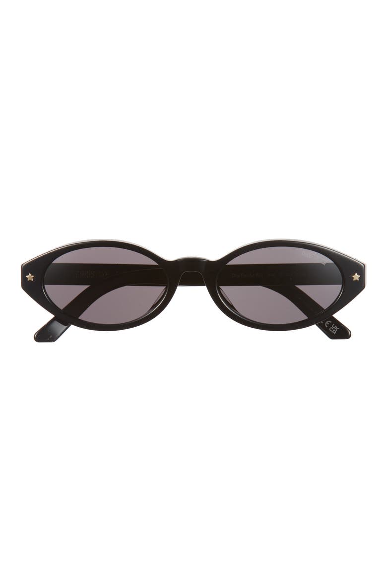 'DiorPacific R1I 52mm Oval Sunglasses, Main, color, SHINY BLACK / SMOKE