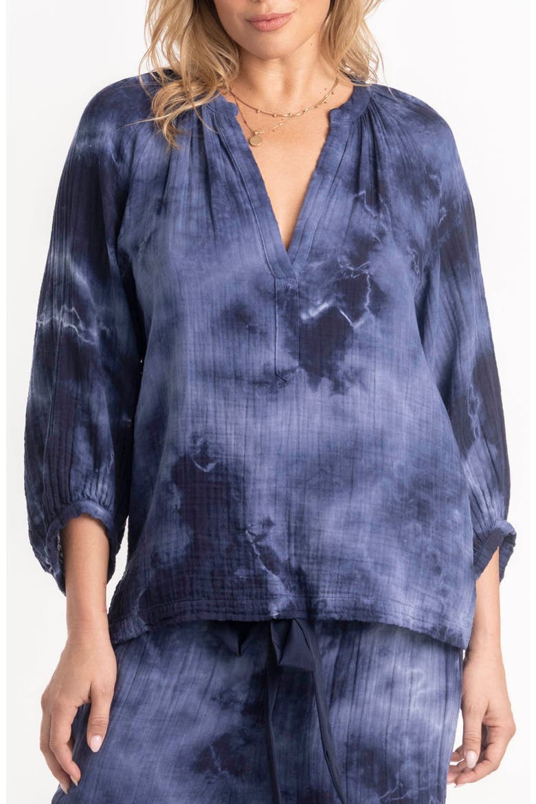 Tie Dye Gauze Top, Alternate, color, Milky Way Navy Tie Dye