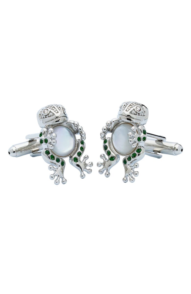 Prince of Scots Crystal Frog Prince Cufflinks, Main, color, Green