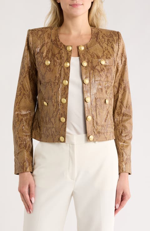 Jayde Snake Print Leather Jacket