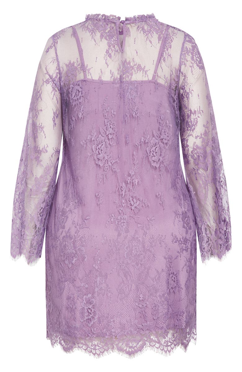 City Chic Micaela Long Sleeve Lace Overlay Dress, Alternate, color, Vintage Lavender