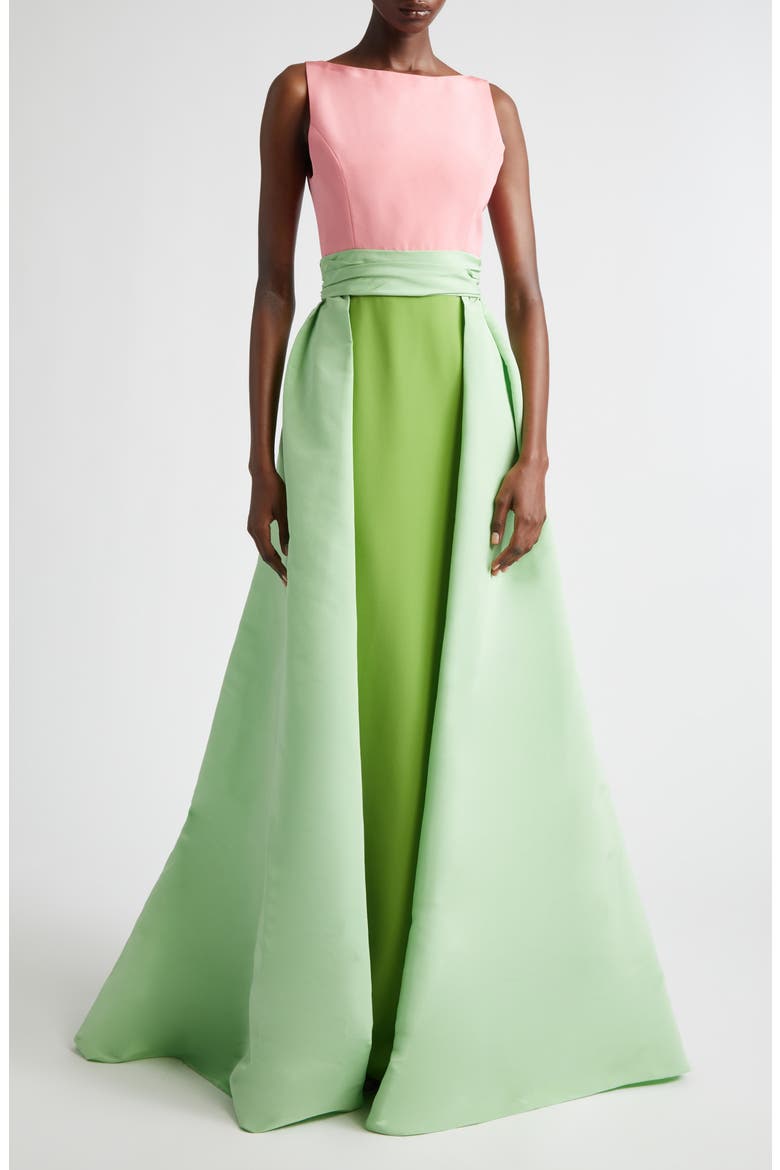 green and pink satin dress Pink Green Ombre Sheath One Shoulder Satin Long Prom Dress Evening Dress SH4339
