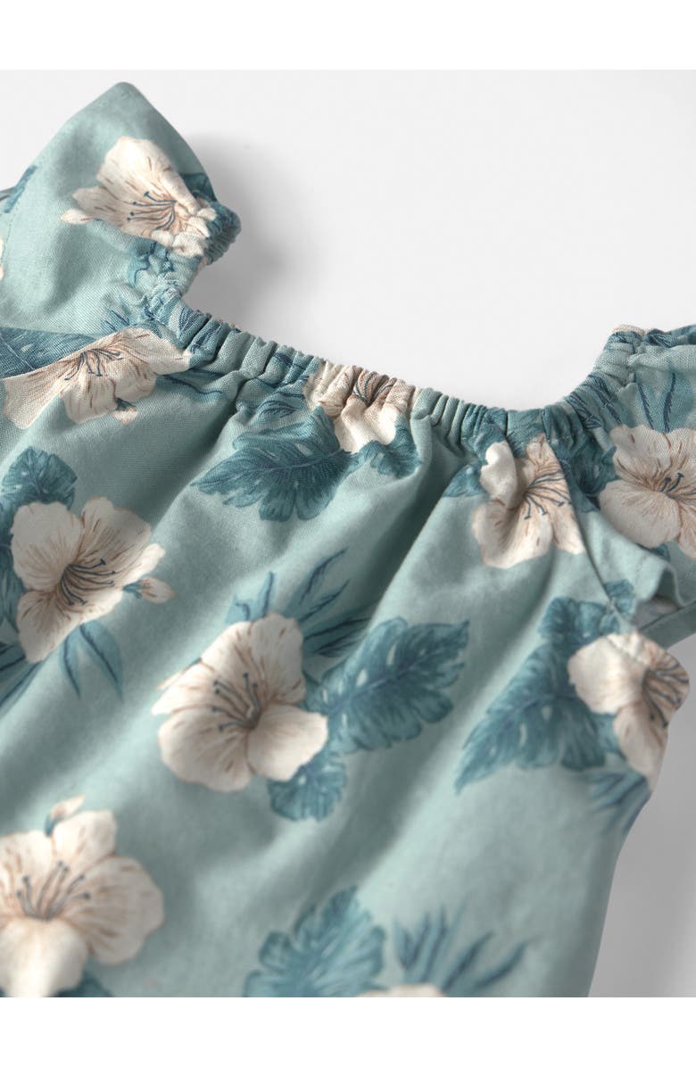 Little Planet Print Organic Cotton & Linen Tank & Shorts Set, Alternate, color, Hibiscus