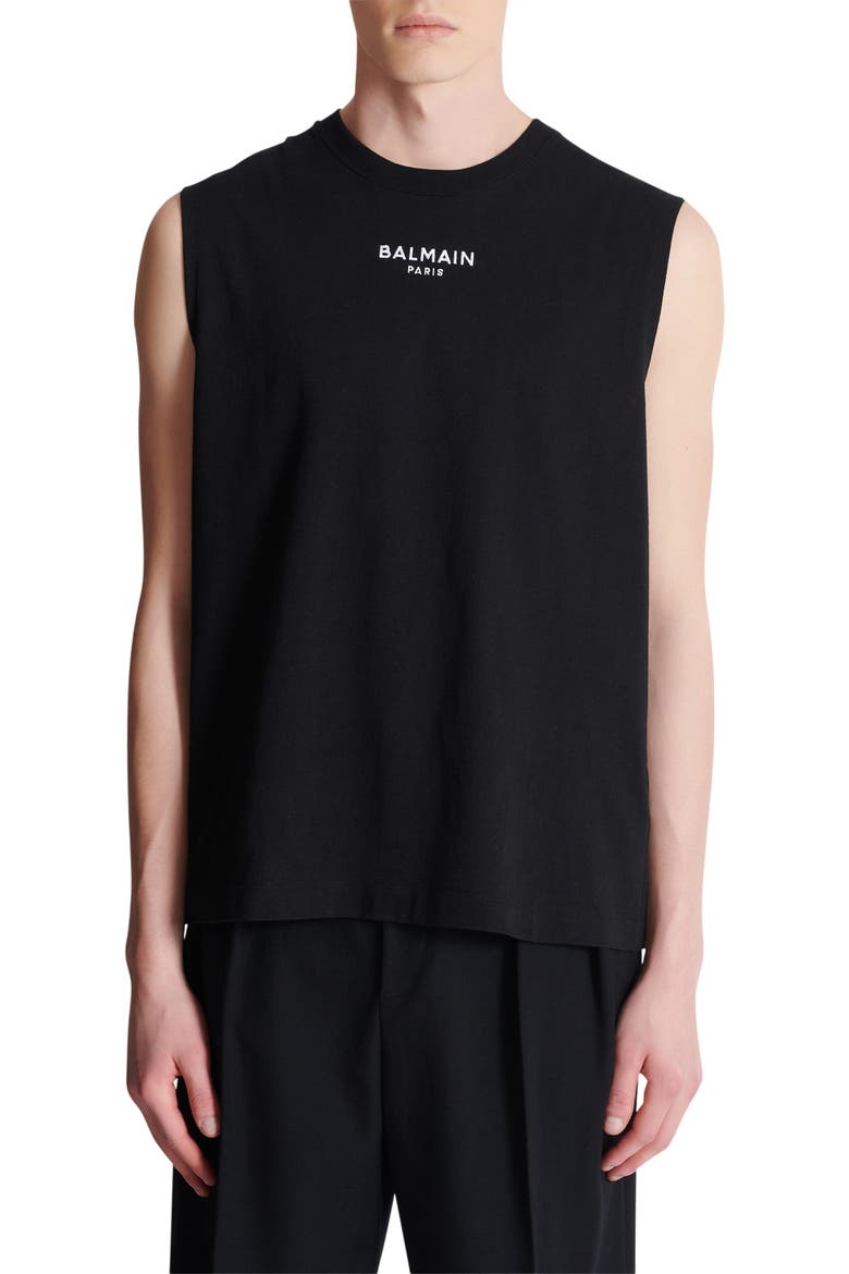 Embroidered Balmain Paris tank top, Alternate, color, black