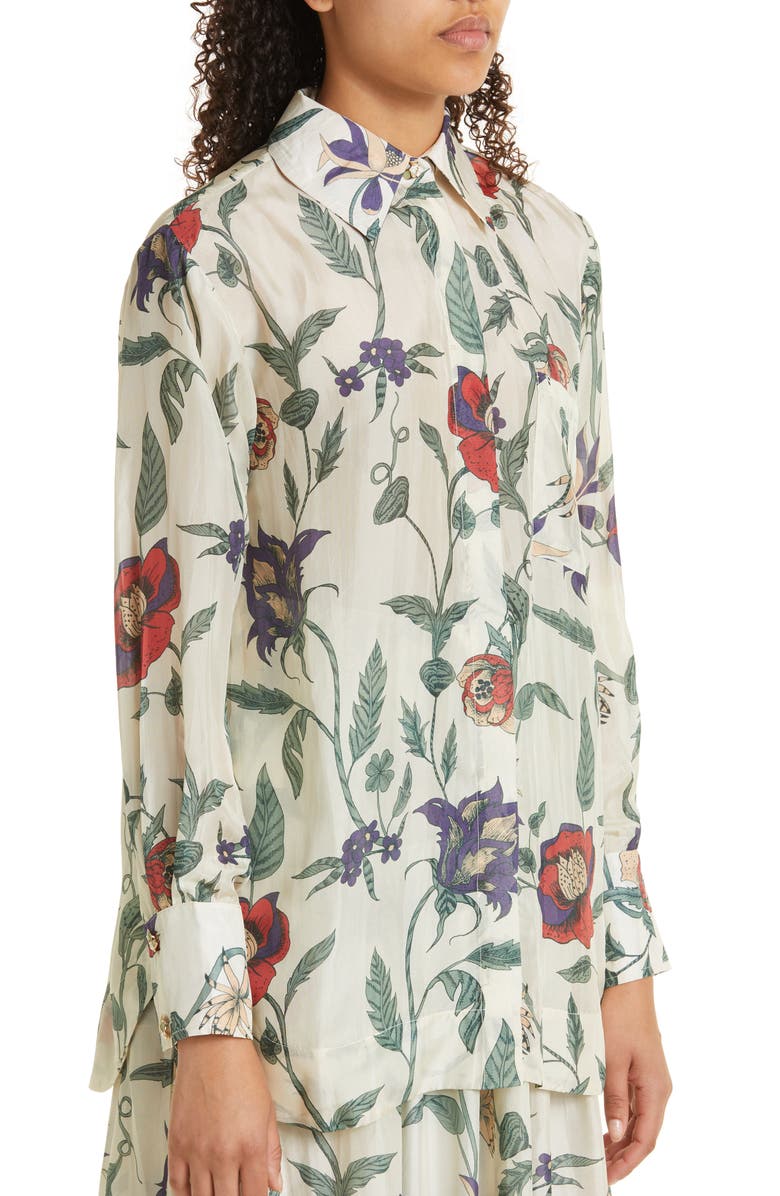 Isla & White Salome Floral Silk Top, Alternate, color,