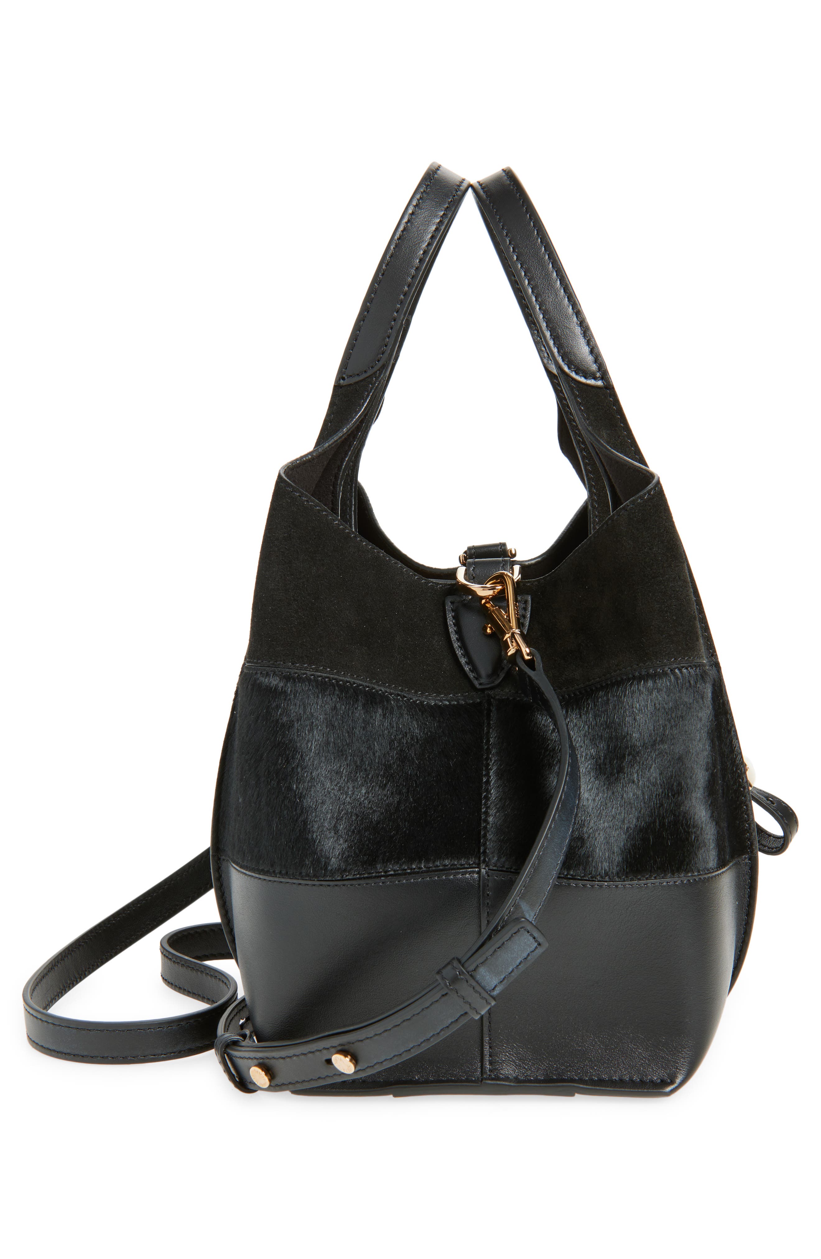 Tod's Mini T Timeless Mixed Media Tote, Alternate, color, Nero