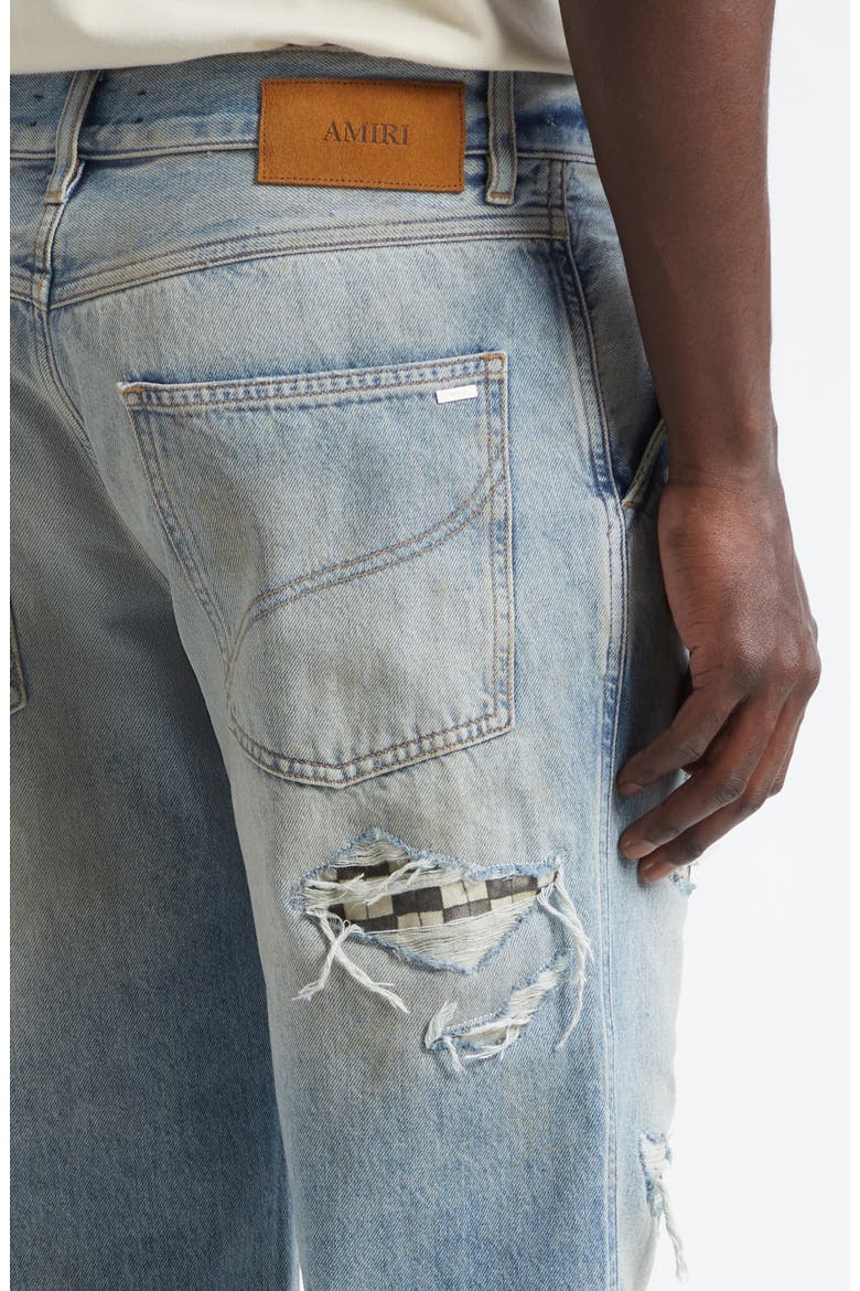 Checkered Rip & Repair Bootcut Jeans, Alternate, color, AGED INDIGO