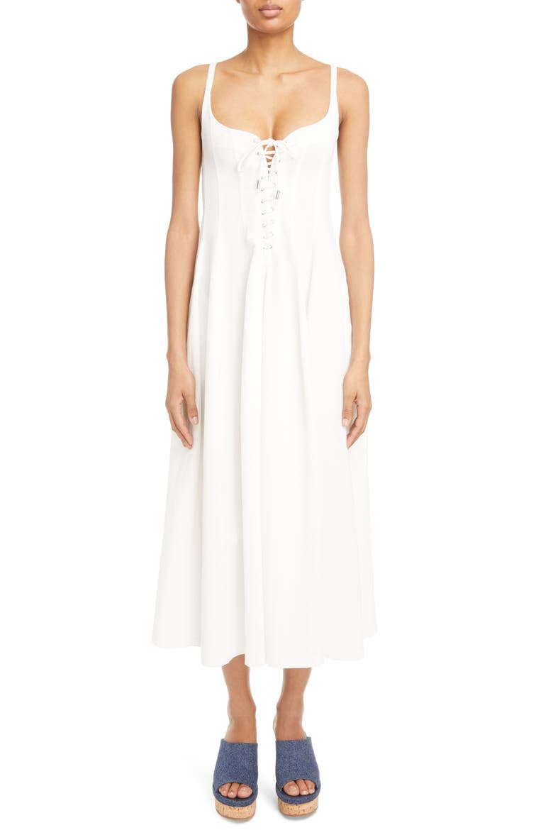 Lace-Up Cotton Dress, Main, color, 107-ICONIC MILK