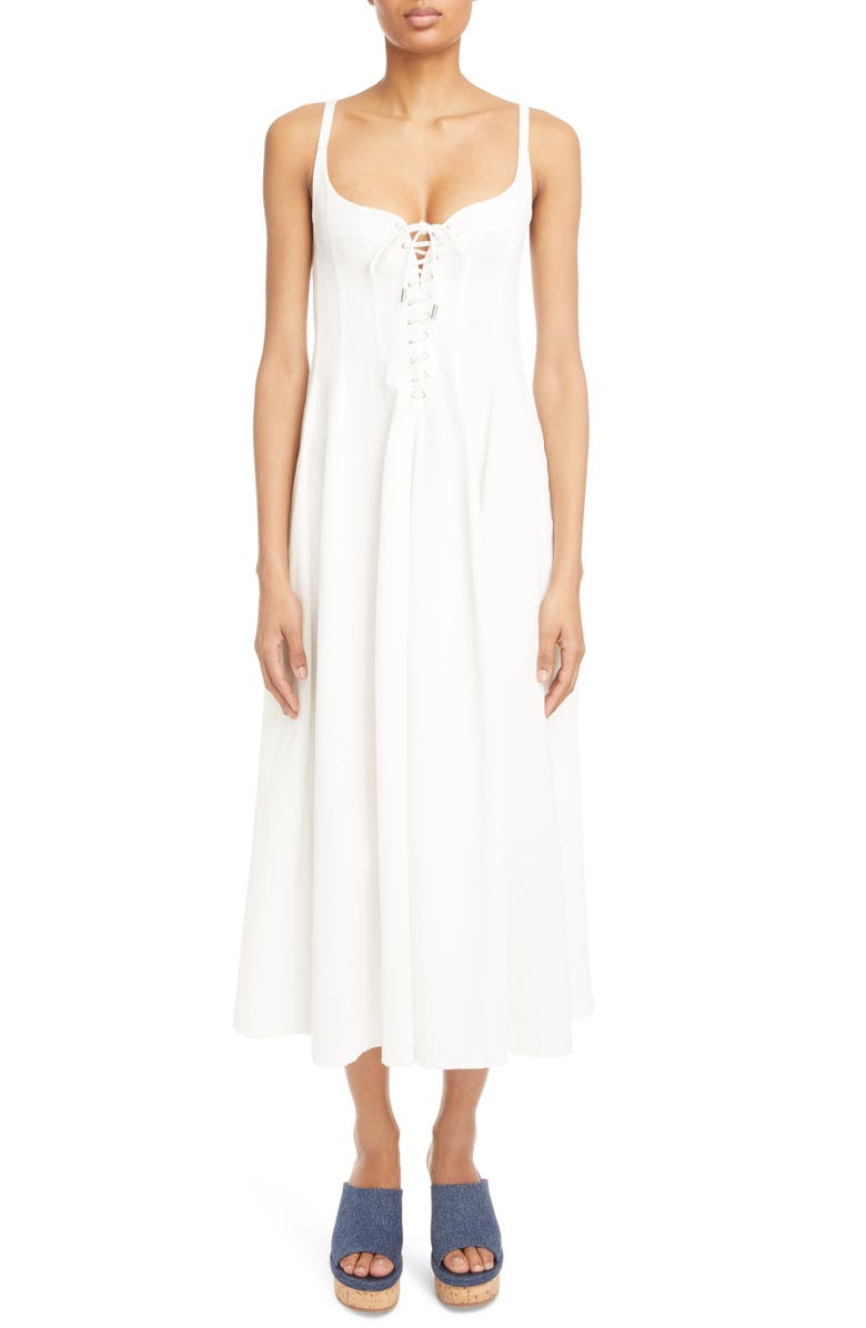 Chloé Lace-Up Cotton Dress, Main, color,