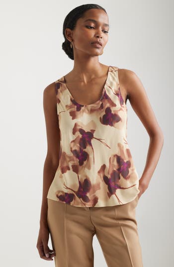 Nordstrom Satin Scoop Neck Tank In Neutral