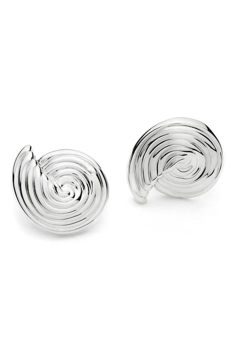 Small Spiral Stud Earrings, Alternate, color, SILVER