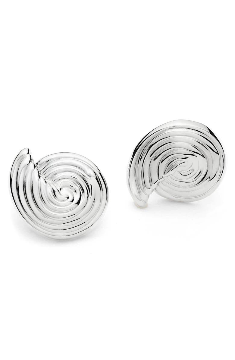 Missoma Small Spiral Stud Earrings, Alternate, color, Silver