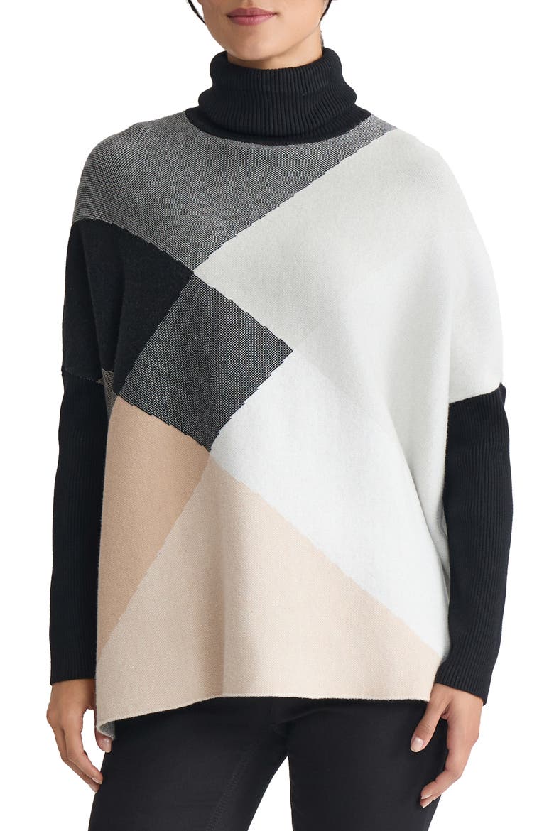 Jacquard Turtleneck Sweater, Main, color, CAFE AU LAIT MULTI