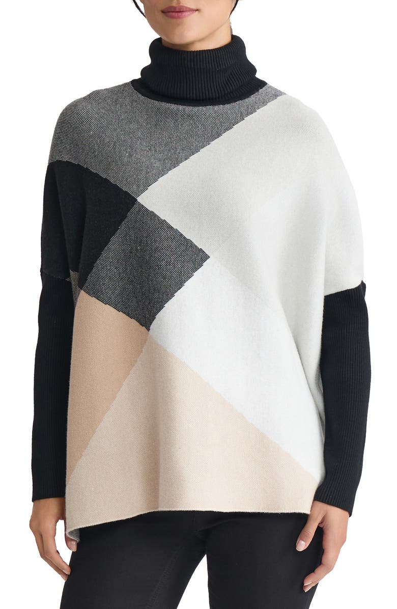 Jones New York Jacquard Turtleneck Sweater, Main, color, Cafe Au Lait Multi