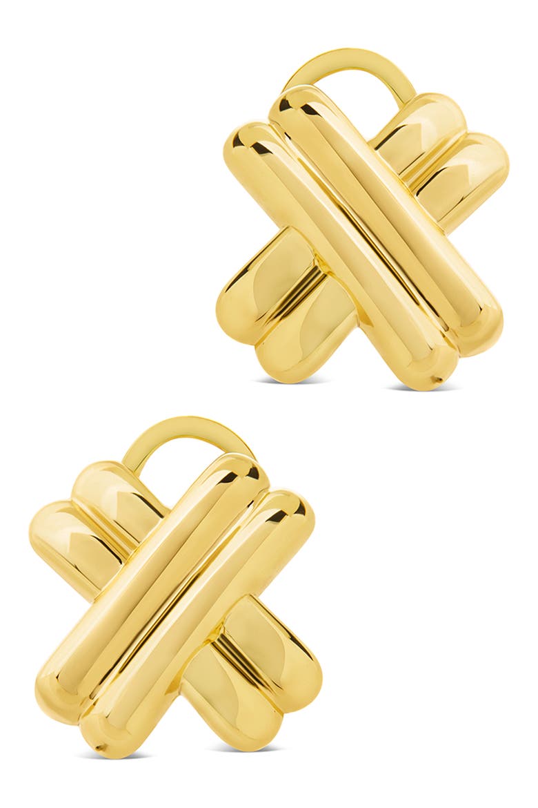 Teata Double X Stud Earrings, Main, color, GOLD