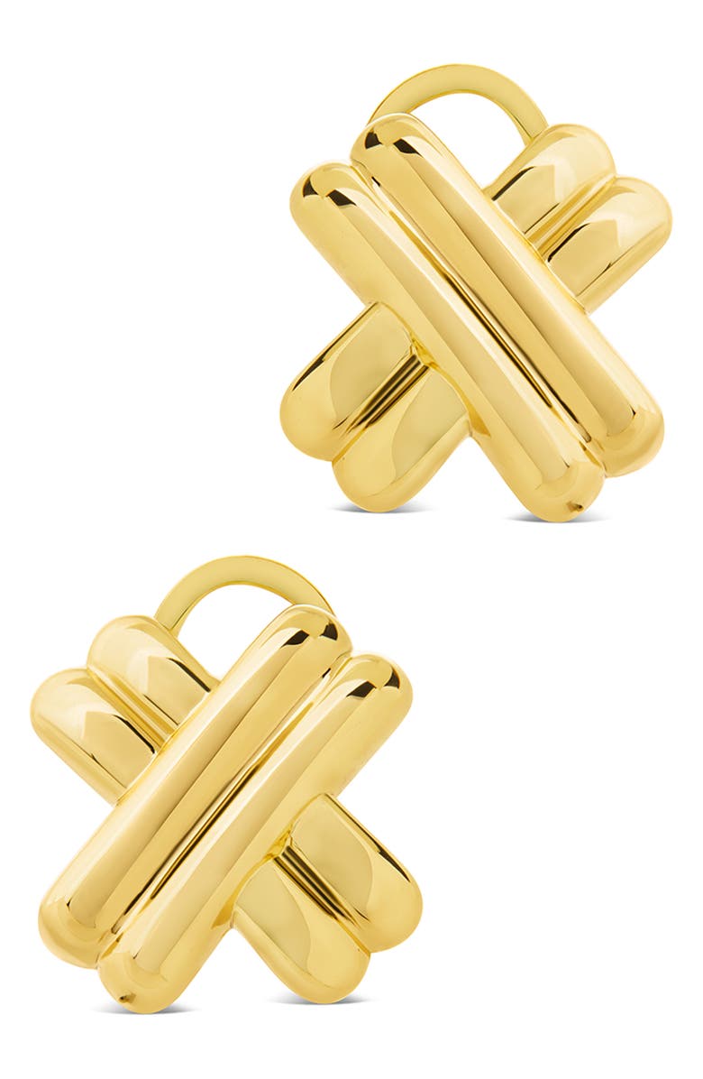 Sterling Forever Teata Double X Stud Earrings, Main, color, Gold