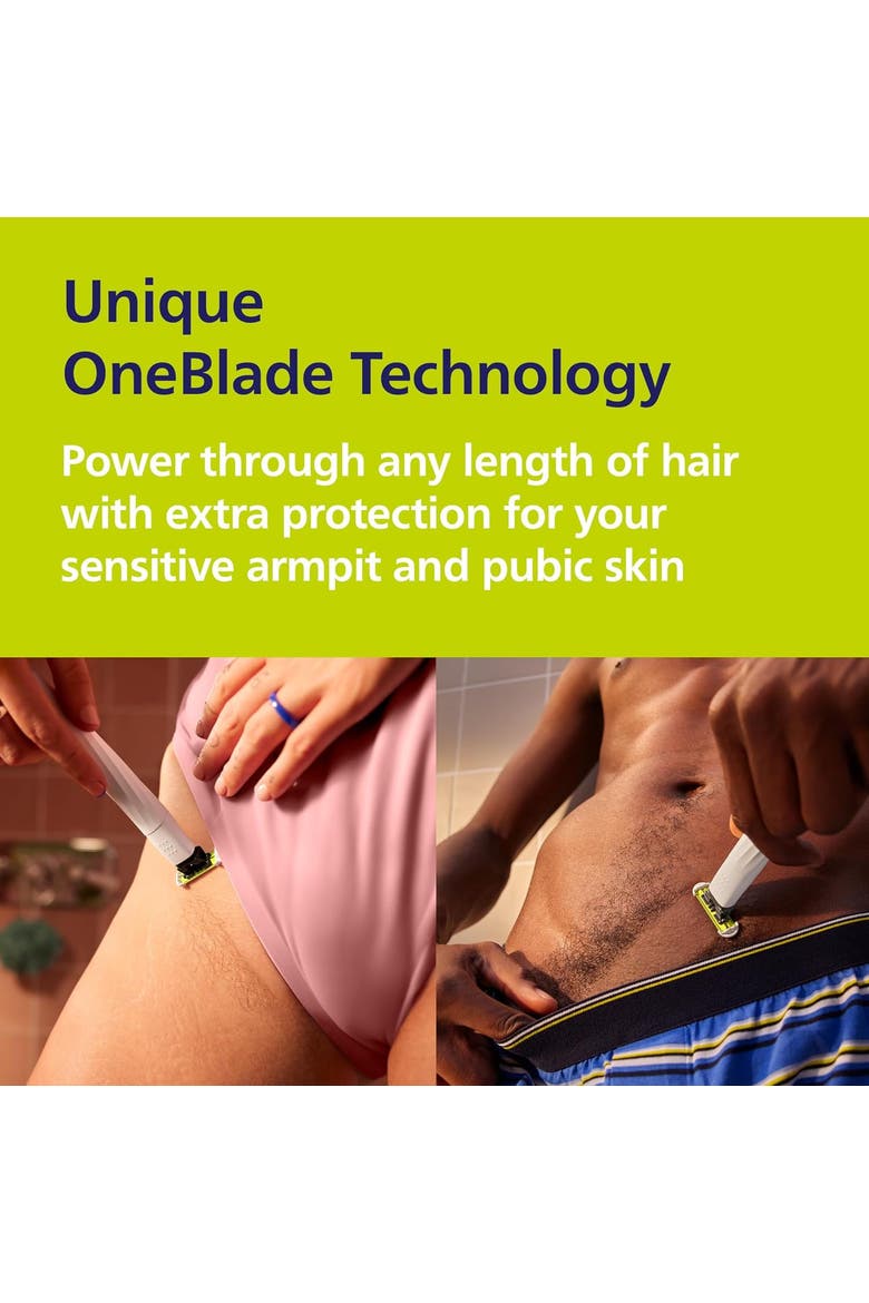 OneBlade Intimate Pubic Groomer, SkinProtect Blade, Waterproof, Alternate, color, White