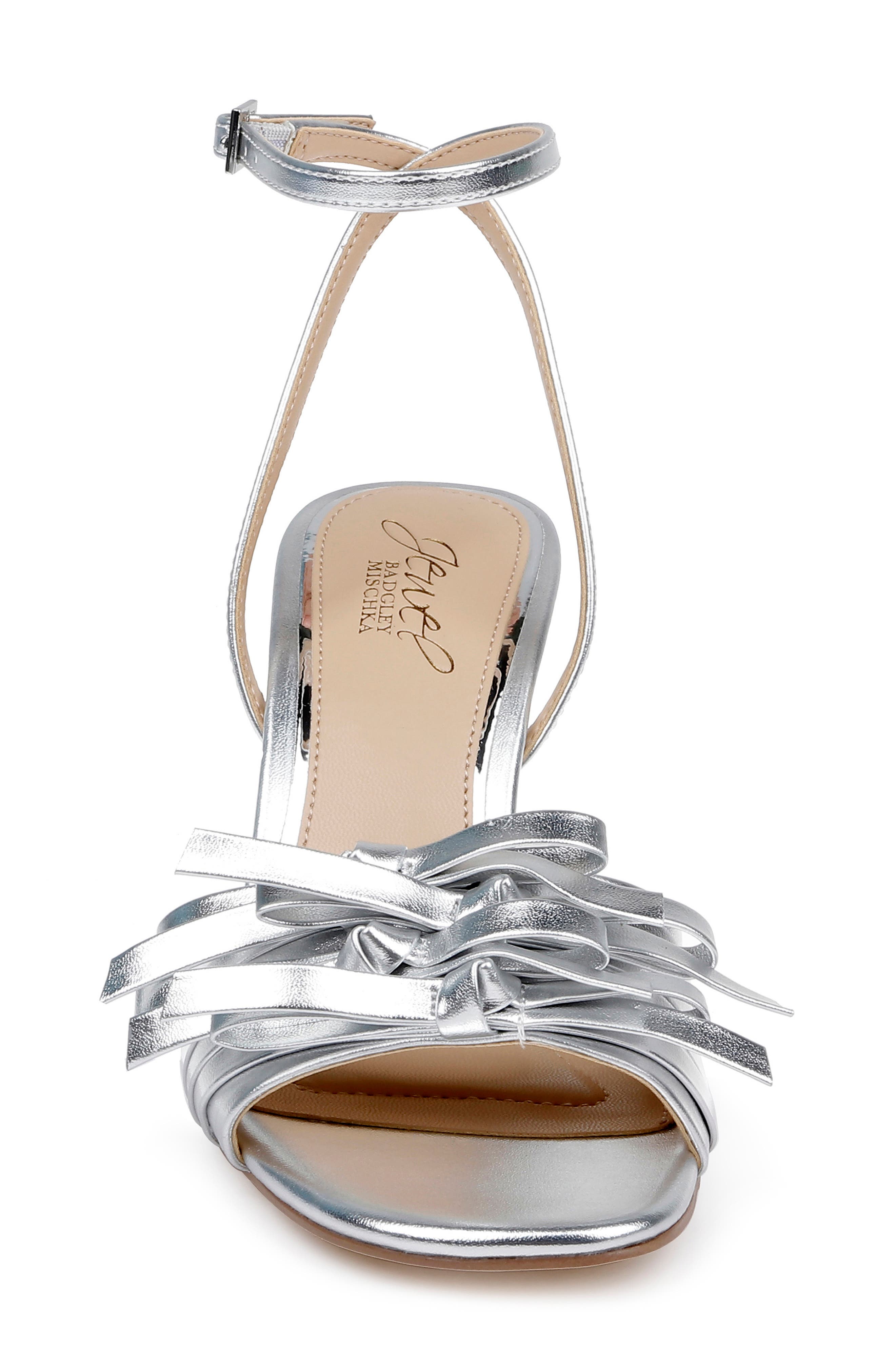 Jewel Badgley Mischka Flory Ankle Strap Sandal, Alternate, color, Silver Metallic