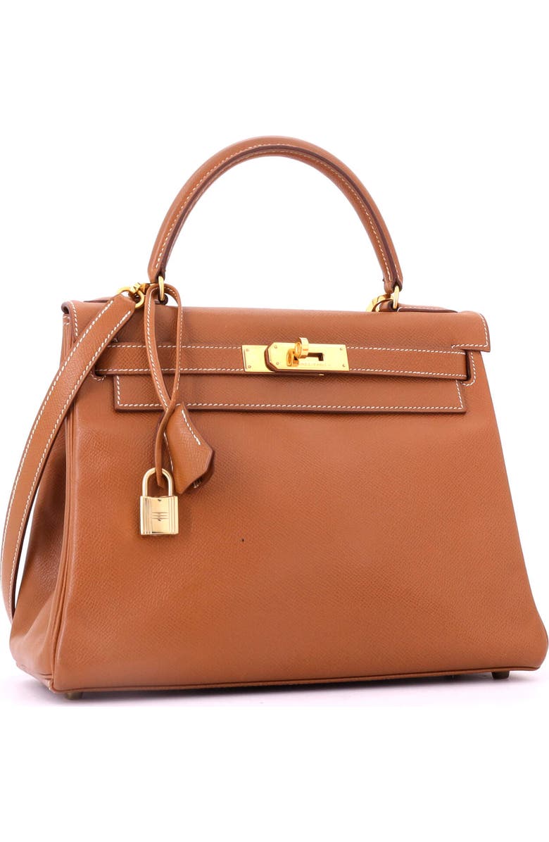 Pre-Owned Hermes Kelly Handbag Brown Courchevel with Gold Hardware 28, Alternate, color, Gold