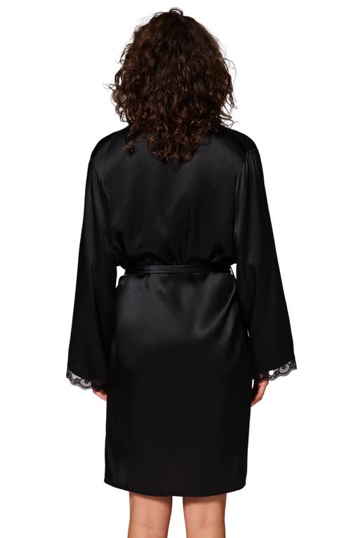 Simone Perele Love Me Lace Trim Silk Blend Robe In Black