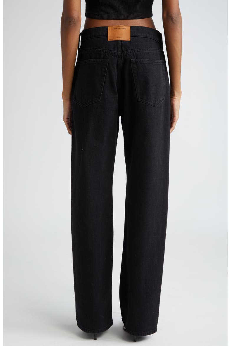EZ Slouch Cutout Logo Jeans, Alternate, color, WASHED BLACK