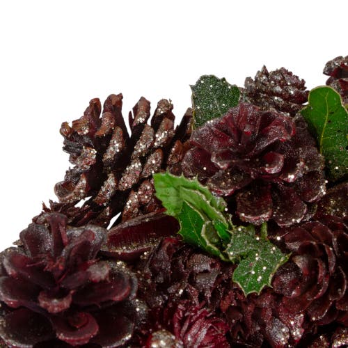 Northlight 13" Red And Gold Glittered Pine Cone And Berry Christmas Wreath In Brown