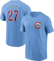Nike Men's Nike Seiya Suzuki Baby Blue Chicago Cubs  Fuse Name & Number T-Shirt