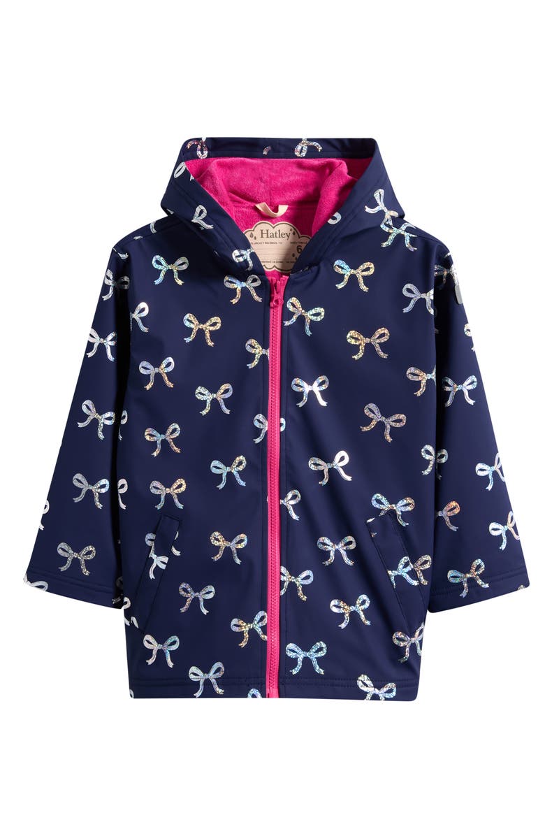 Hatley Kids' Foil Bows Rain Jacket, Alternate, color, Patriot Blue