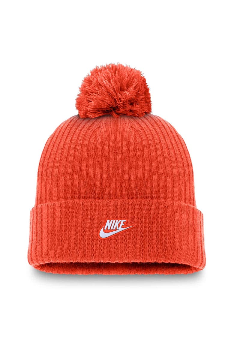 Men's Nike Orange Houston Astros Cooperstown Collection Patch Cuffed Knit Hat with Pom, Alternate, color, Orange