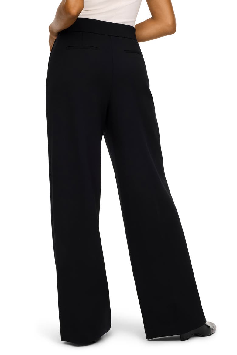 Pleated Ponte Wide Leg Pants, Alternate, color, CLASSIC BLACK