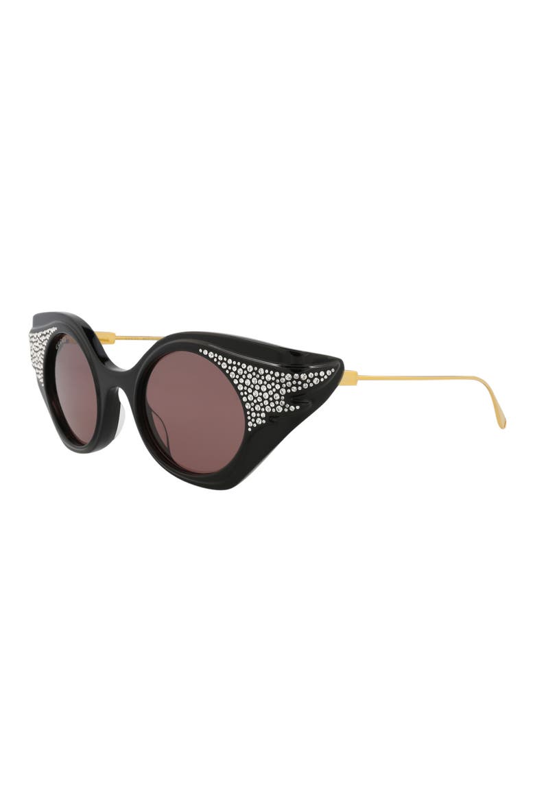 45mm Cat Eye Sunglasses (Limited Edition), Alternate, color, BLACK GOLD BROWN