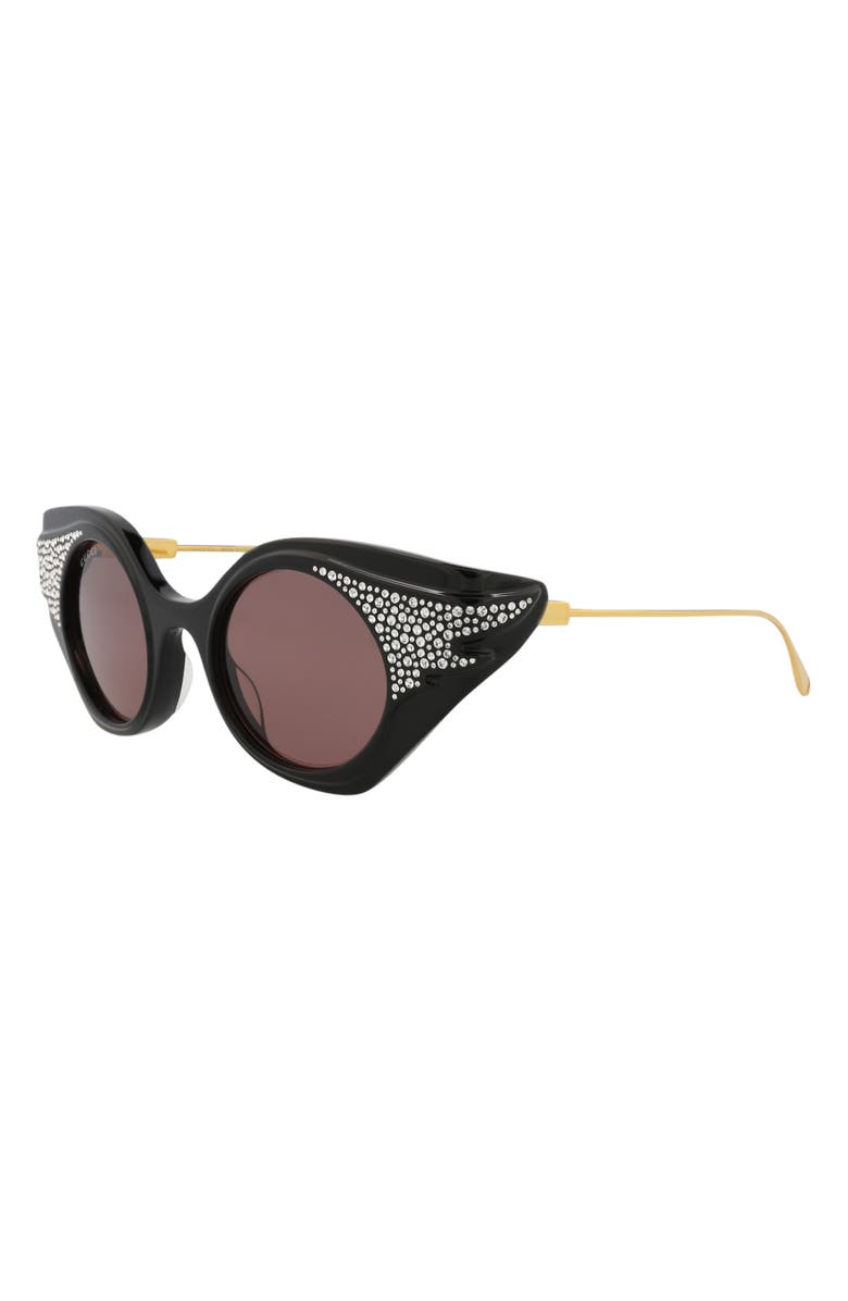 Gucci 45mm Cat Eye Sunglasses, Alternate, color, Black Gold Brown