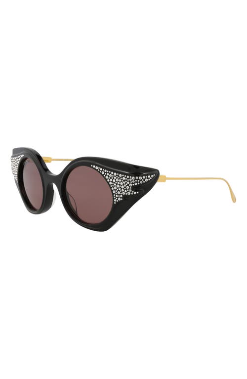 Gucci Womens Gc002002 Gg1327s Round-frame Polyamide Sunglasses Black In Black Gold Brown