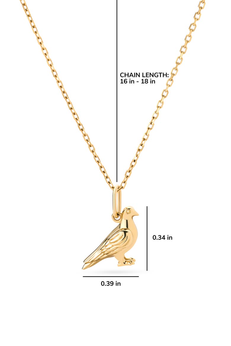 Solid Yellow Gold - Pigeon Charm Necklace, Alternate, color, Gold
