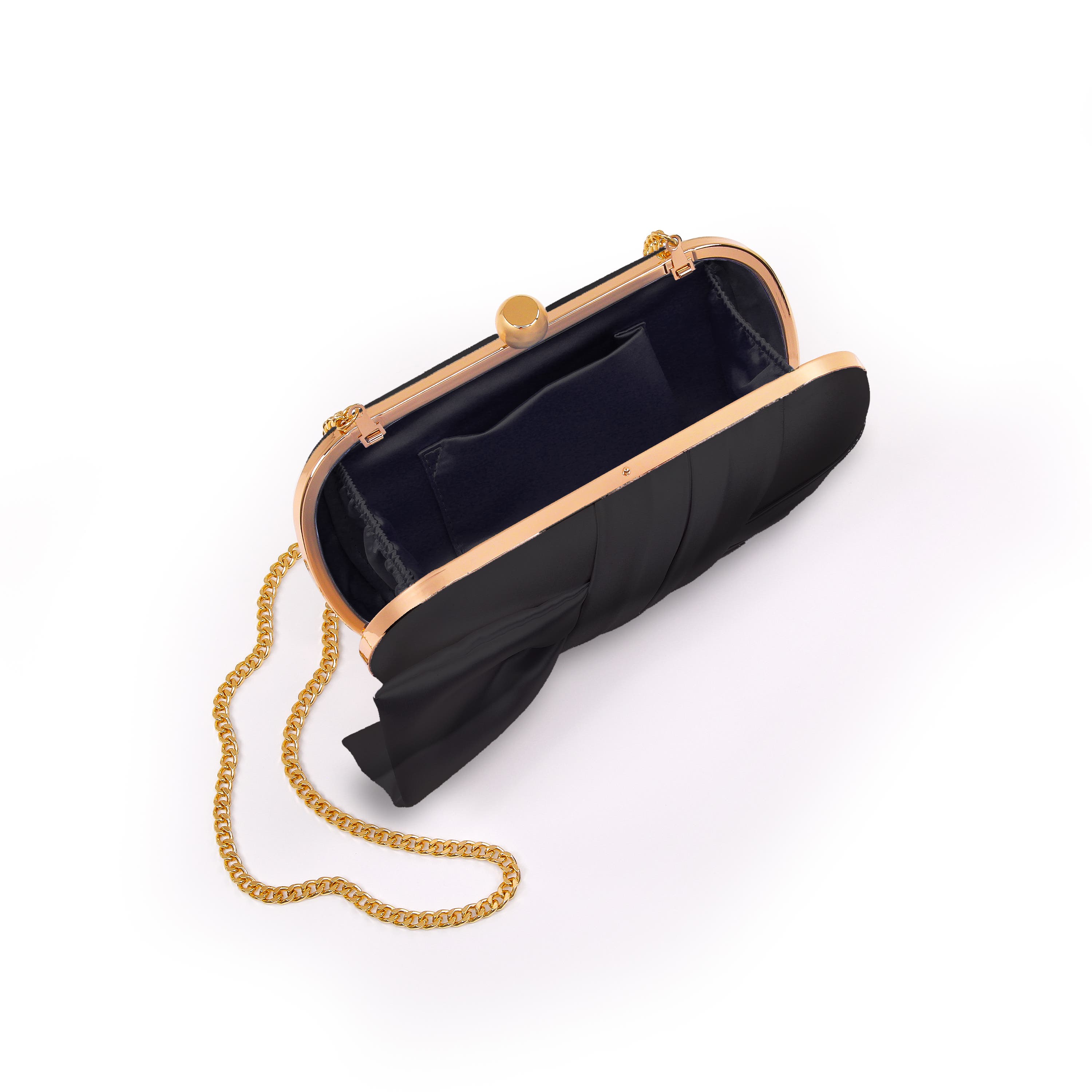 Margo Satin Tie Minaudiere, Alternate, color, Black