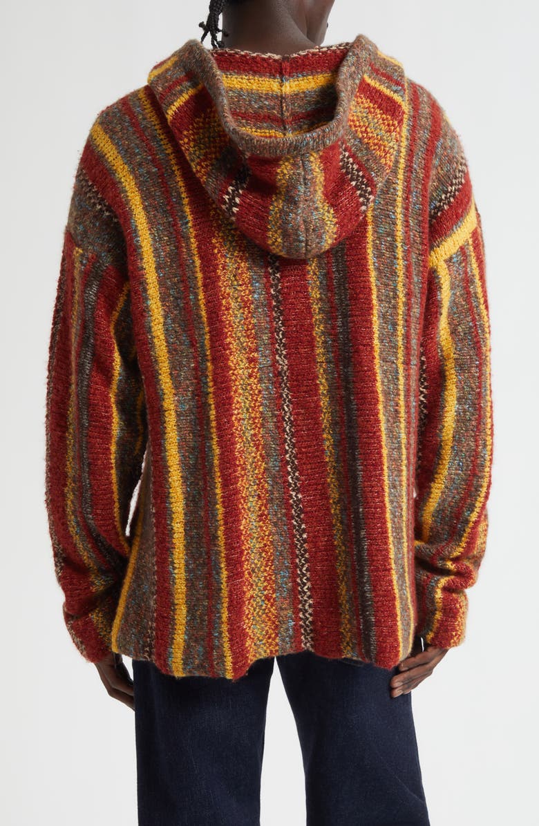 The Elder Statesman Cabin Stripe Baja Cashmere Blend Hoodie Sweater, Alternate, color, Cabin Stripe Multi