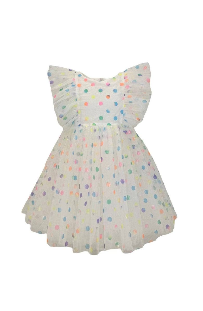 Lola + The Boys Rainbow Confetti Tulle Dress, Main, color, Pink
