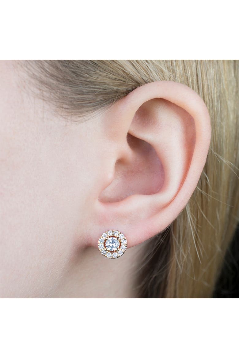 14K Gold Plated Cubic Zirconia Circle Stud Earrings, Alternate, color, CLEAR/GOLD