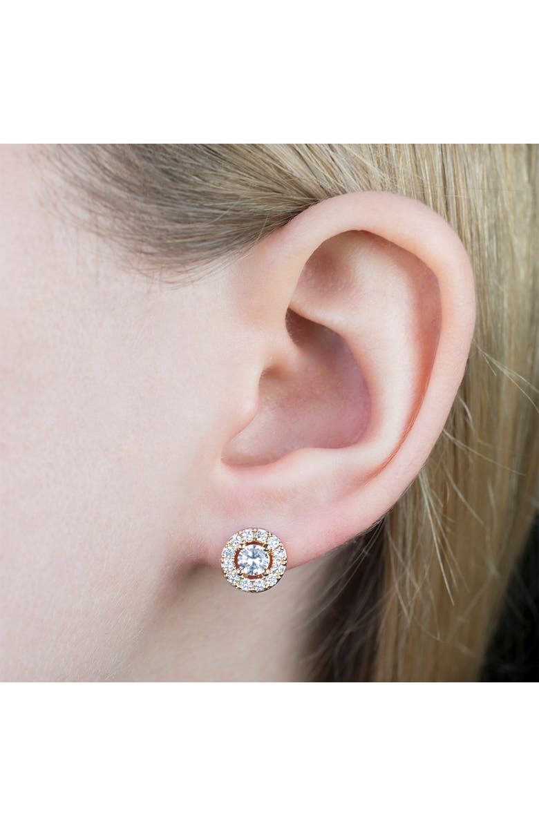 CZ by Kenneth Jay Lane 14K Gold Plated Cubic Zirconia Circle Stud Earrings, Alternate, color, Clear/Gold