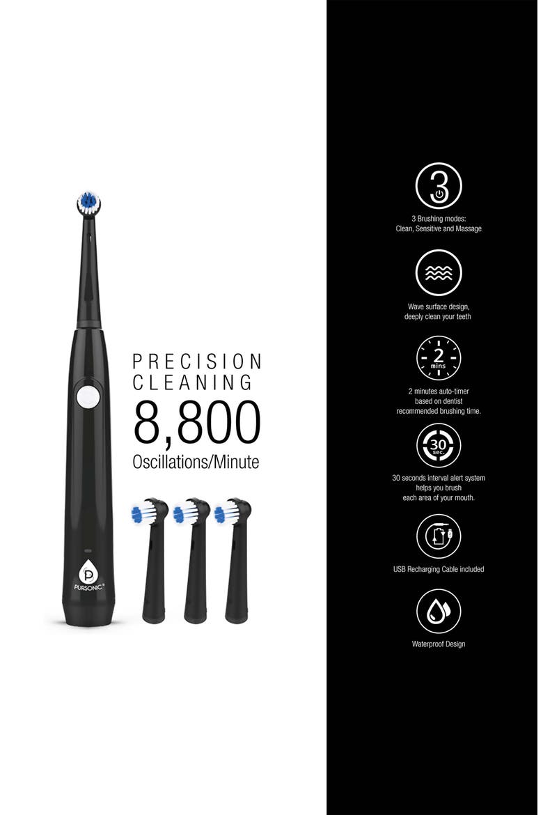 USB Rechargeable Rotary Toothbrush, Alternate, color, BLACK