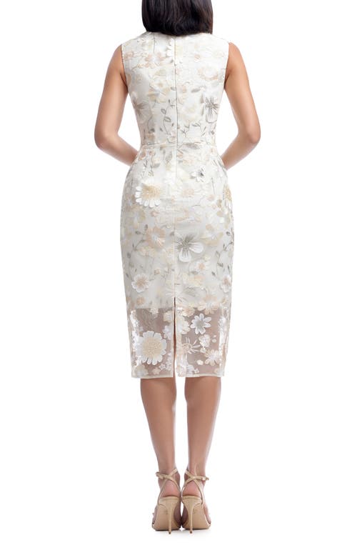 DRESS THE POPULATION DRESS THE POPULATION CLAUDETTE FLOWER EMBROIDERED APPLIQUÉ SHEATH DRESS