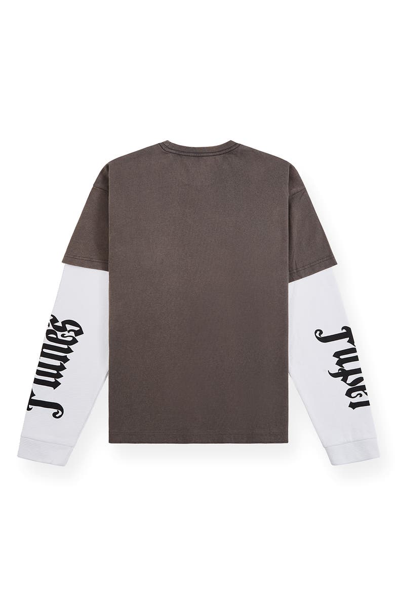 PAPER PLANES Old English Layered Look Graphic T-Shirt, Alternate, color, Washed Black