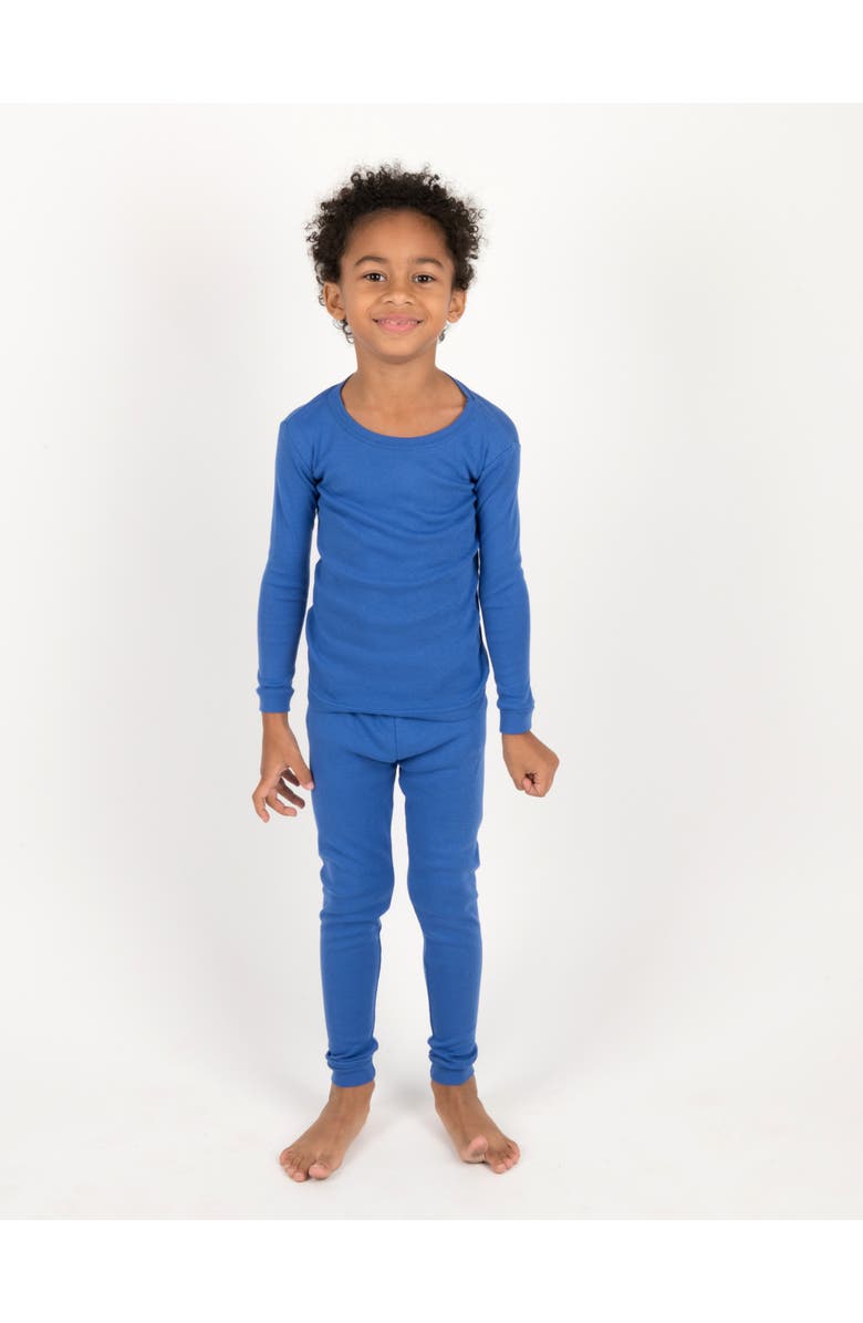 Leveret Kids Two-Piece Solid Cotton Matching Family Pajamas, Alternate, color, Royal Blue