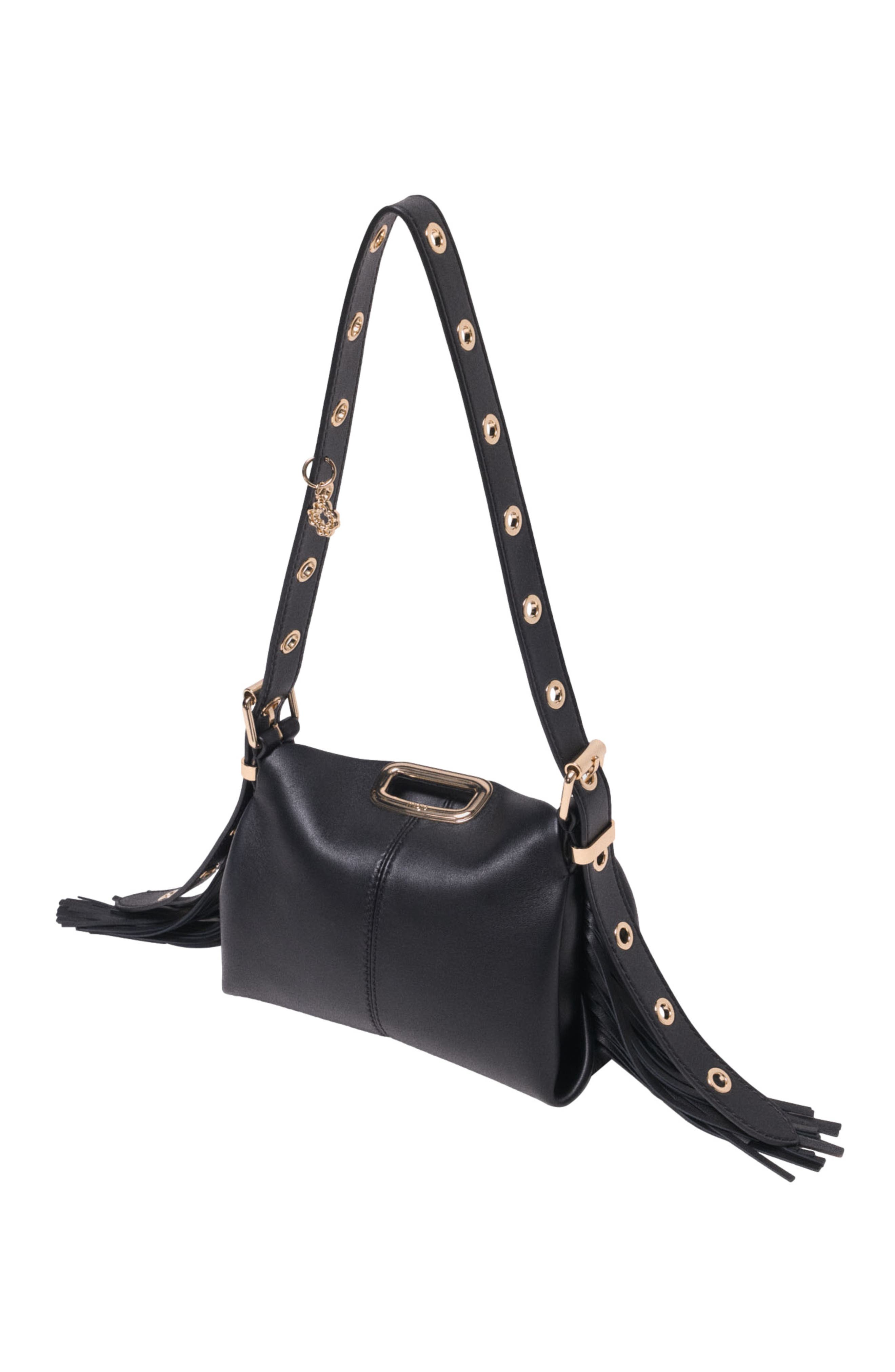 maje Gold handle Miss M Mini bag, Alternate, color, Black