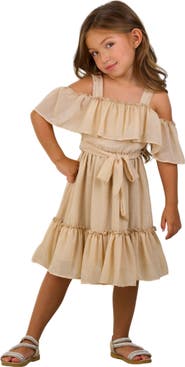 Mia Belle Girls Girls Golden Sands Ruffle Shoulder Sundress
