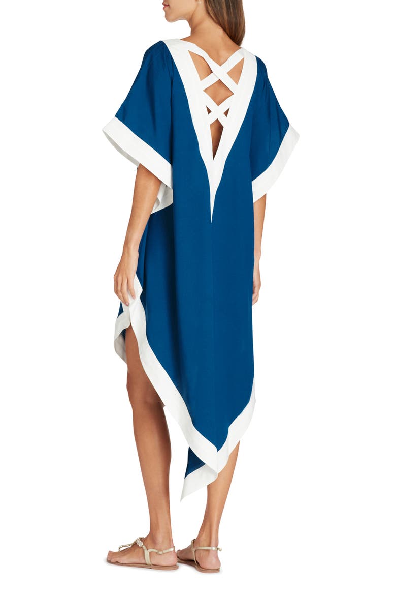 Aria High-Low Crepe de Chine Cover-up Dress, Alternate, color, Mineral Blue