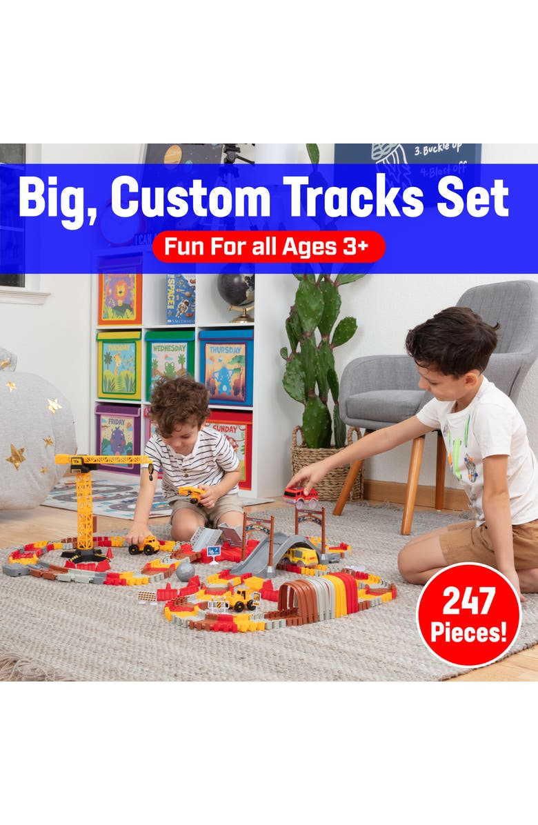 USA Toyz Snap Trax Construction Set Race Tracks and LED Toy Cars, Alternate, color, Multi Color