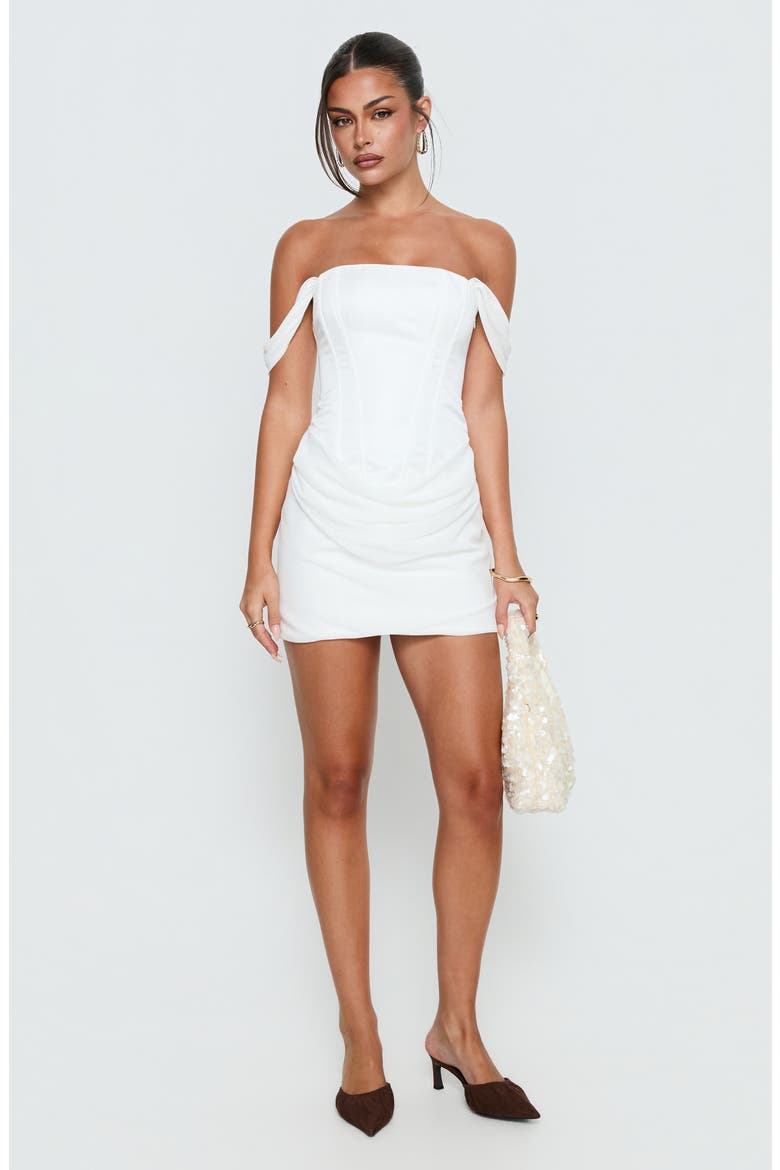 Joslyne Off the Shoulder Corset Minidress, Alternate, color, WHITE
