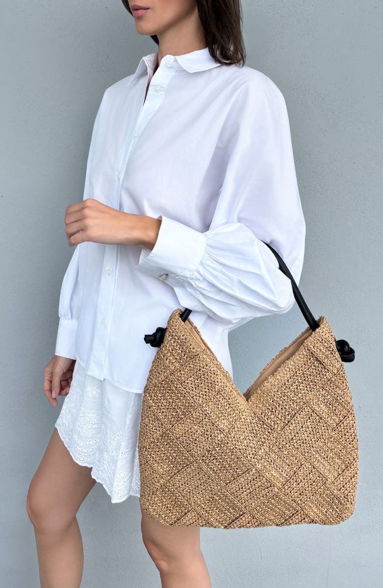 Adornia Raffia Hobo Shoulder Bag, Alternate, color, Brown